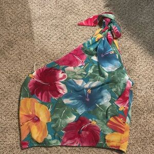 Floral One Shoulder Tie Top